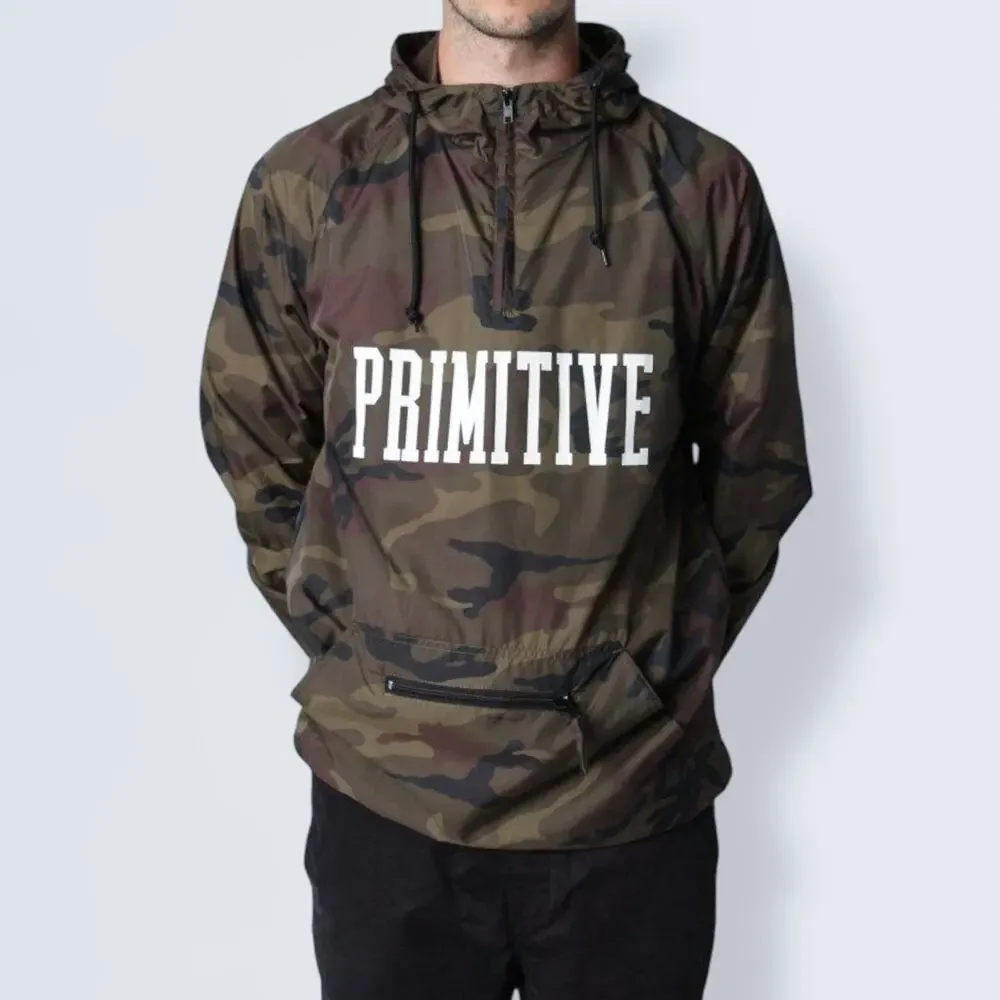 Primitive Camo Hooded Anorak 1/4 Zip Jacket Windbreaker M Gorpcore Skateboarding